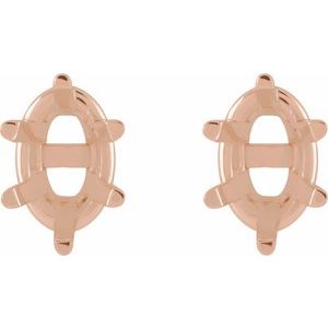 14K Rose Gold 4x3 mm Oval 6-Prong Earring Mounting – image 2