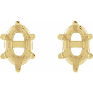 14K Yellow Gold 6x4 mm Oval 6-Prong Earring Mounting – image 2