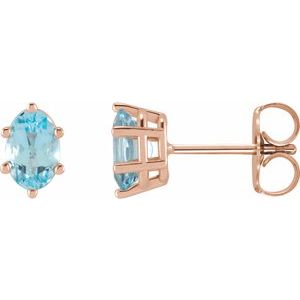 14K Rose Gold Natural Sky Blue Topaz Earrings
