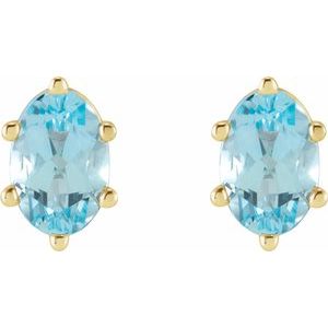 14K Yellow Gold Natural Sky Blue Topaz Earrings – image 2