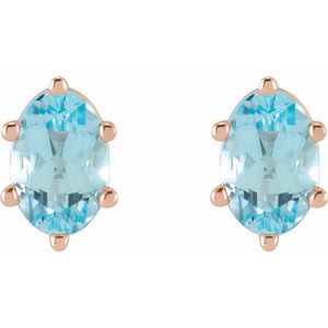 14K Rose Gold Natural Sky Blue Topaz Earrings – image 2