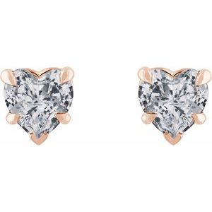14K Rose Gold Natural White Sapphire Stud Earrings – image 2