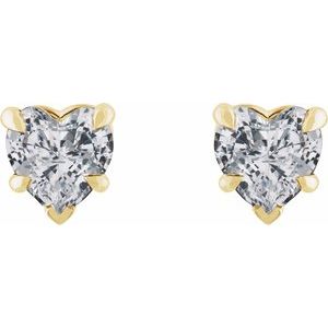 Heart 5-Prong Claw V-End Stud Earrings