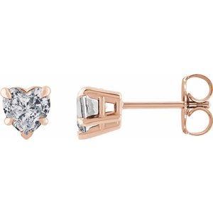 14K Rose Gold Natural White Sapphire Stud Earrings