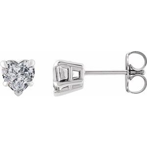 14K White Gold Natural White Sapphire Stud Earrings