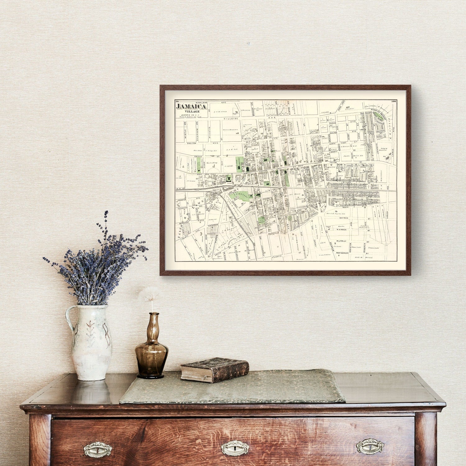 Vintage Map of Jamaica Queens, New York 1873