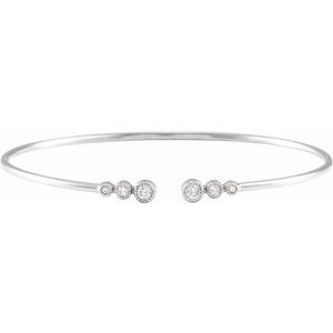 14K White Gold 1/4 CTW Natural Diamond Cuff 7" Bracelet