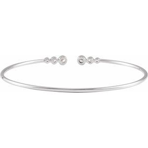 14K White Gold 1/4 CTW Natural Diamond Cuff 7" Bracelet