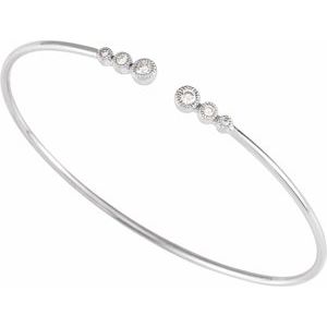 14K White Gold 1/4 CTW Natural Diamond Cuff 7" Bracelet