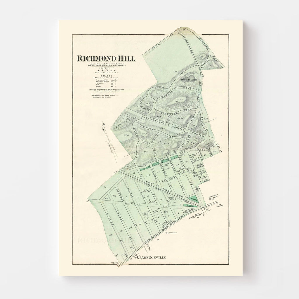 Vintage Map of Richmond Hill Queens, New York 1873