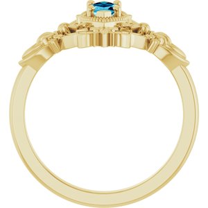 14K Yellow Gold Natural Aquamarine Vintage-Inspired Ring