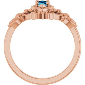 14K Rose Gold Natural Aquamarine Vintage-Inspired Ring