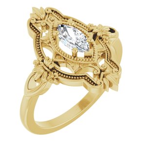 14K Yellow Gold Stuller Lab-Grown Moissanite Vintage-Inspired Ring