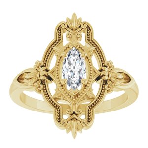 14K Yellow Gold Stuller Lab-Grown Moissanite Vintage-Inspired Ring