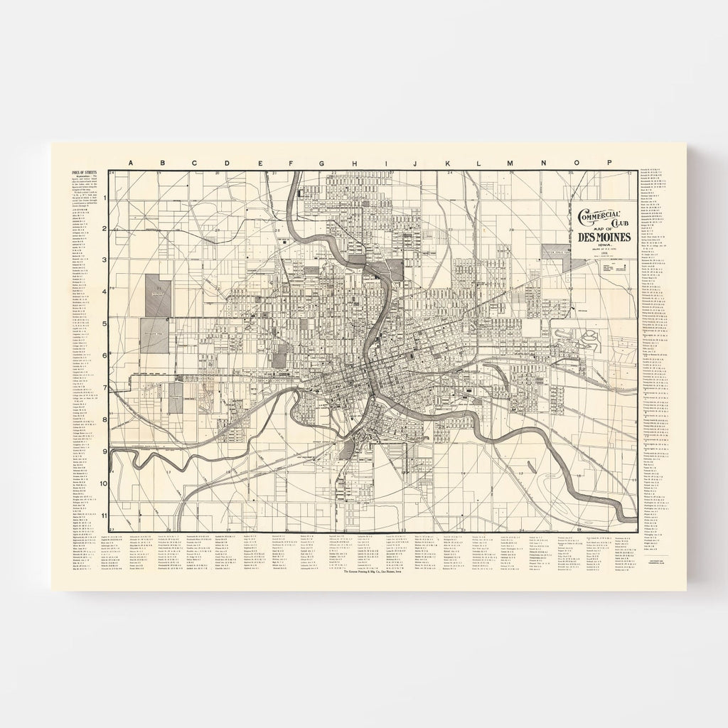 Vintage Map of Des Moines, Iowa 1906