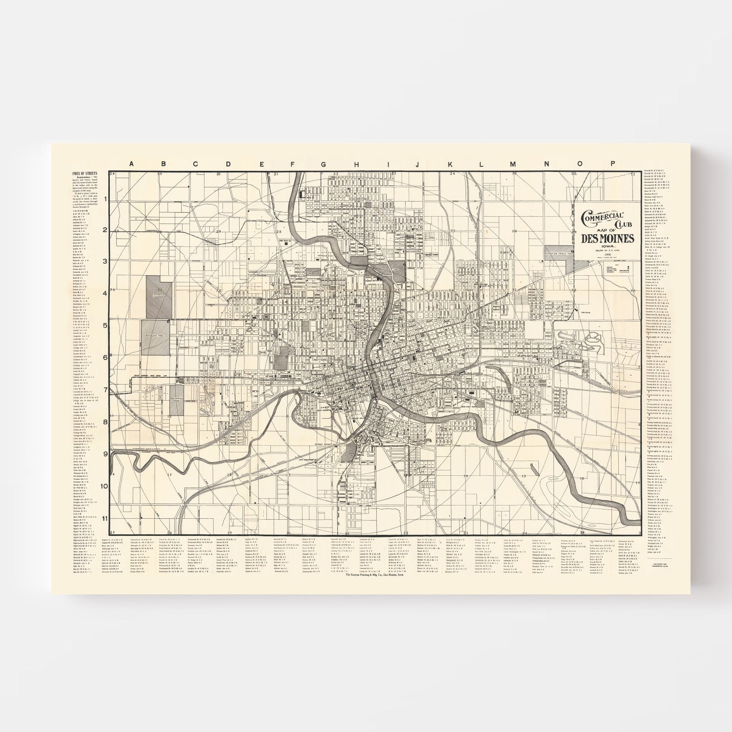 Vintage Map of Des Moines, Iowa 1906