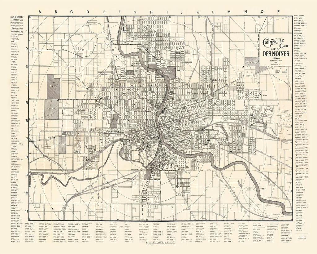 Vintage Map of Des Moines, Iowa 1906