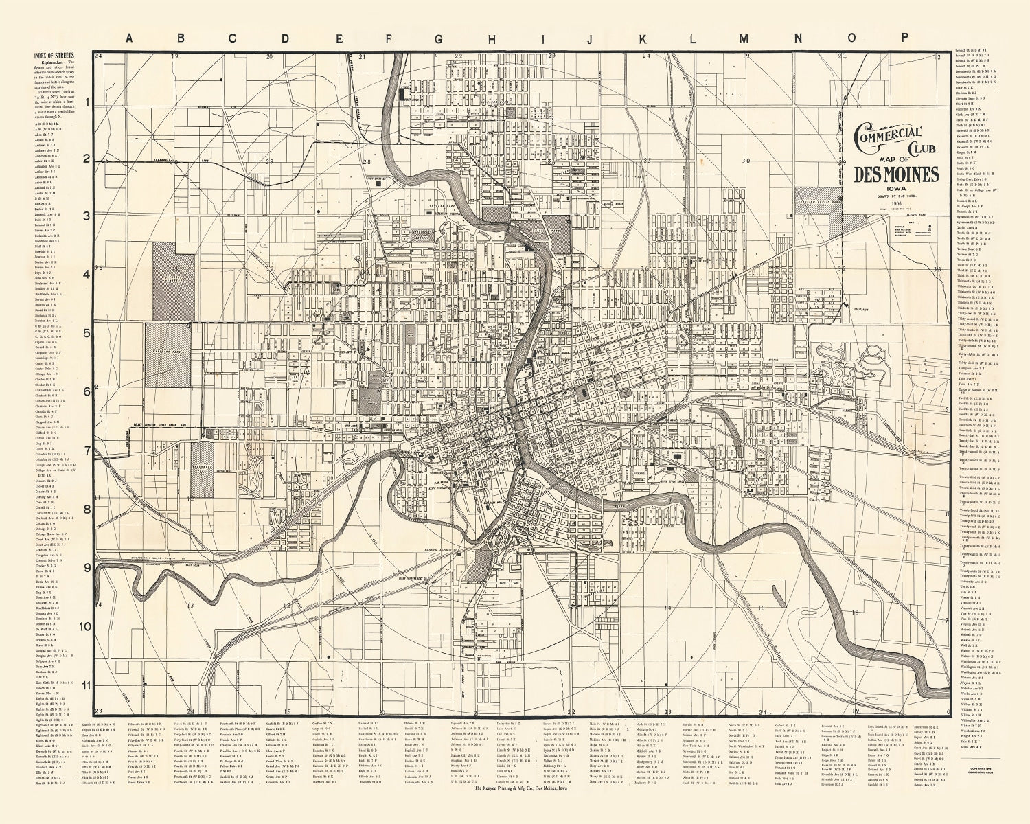 Vintage Map of Des Moines, Iowa 1906
