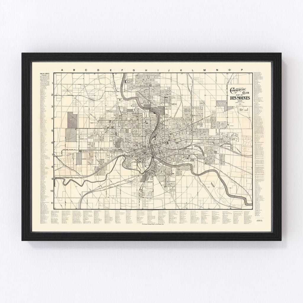 Vintage Map of Des Moines, Iowa 1906