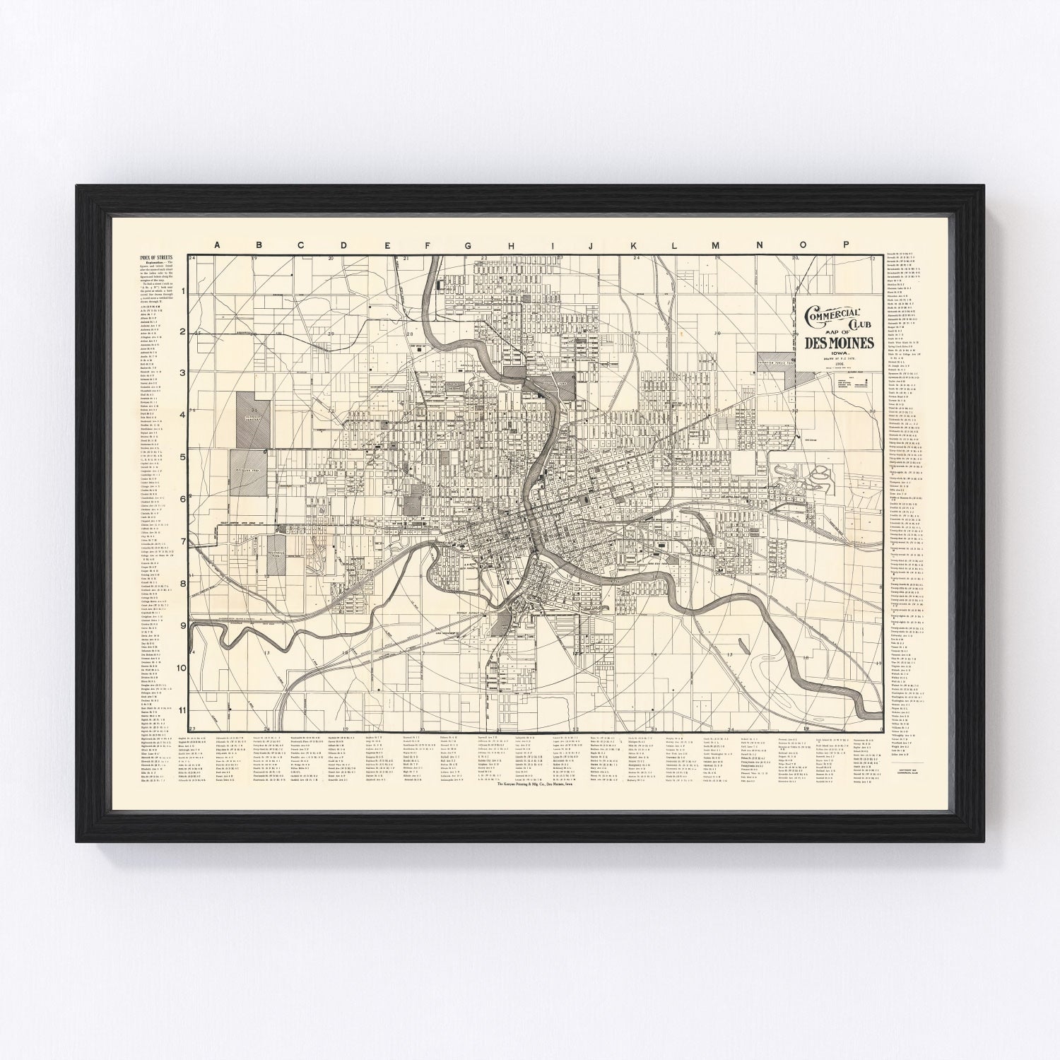 Vintage Map of Des Moines, Iowa 1906