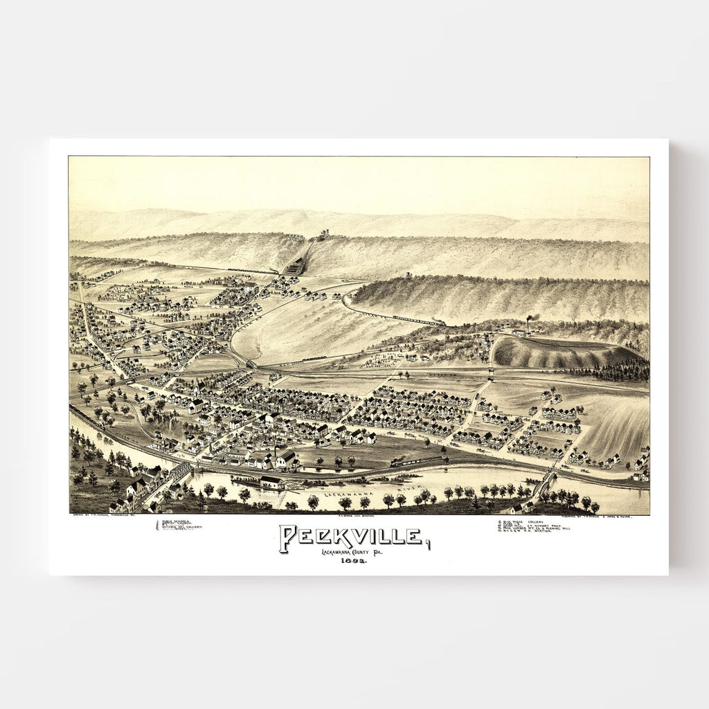 Vintage Map of Peckville, Pennsylvania 1892