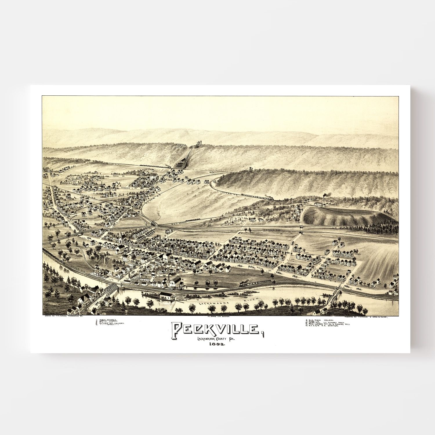 Vintage Map of Peckville, Pennsylvania 1892