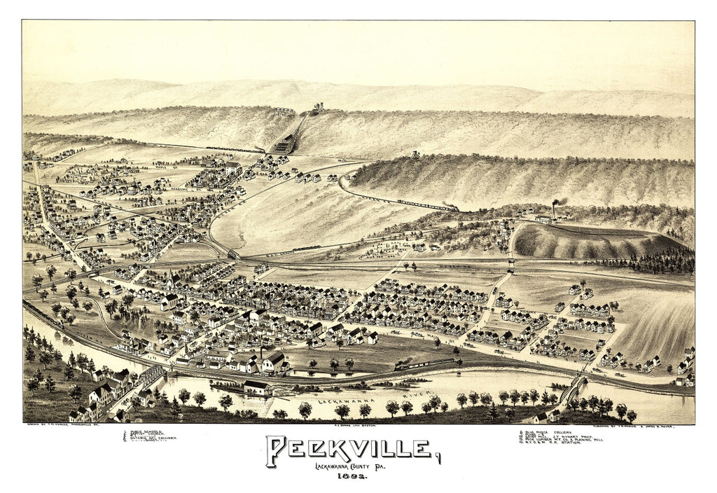 Vintage Map of Peckville, Pennsylvania 1892
