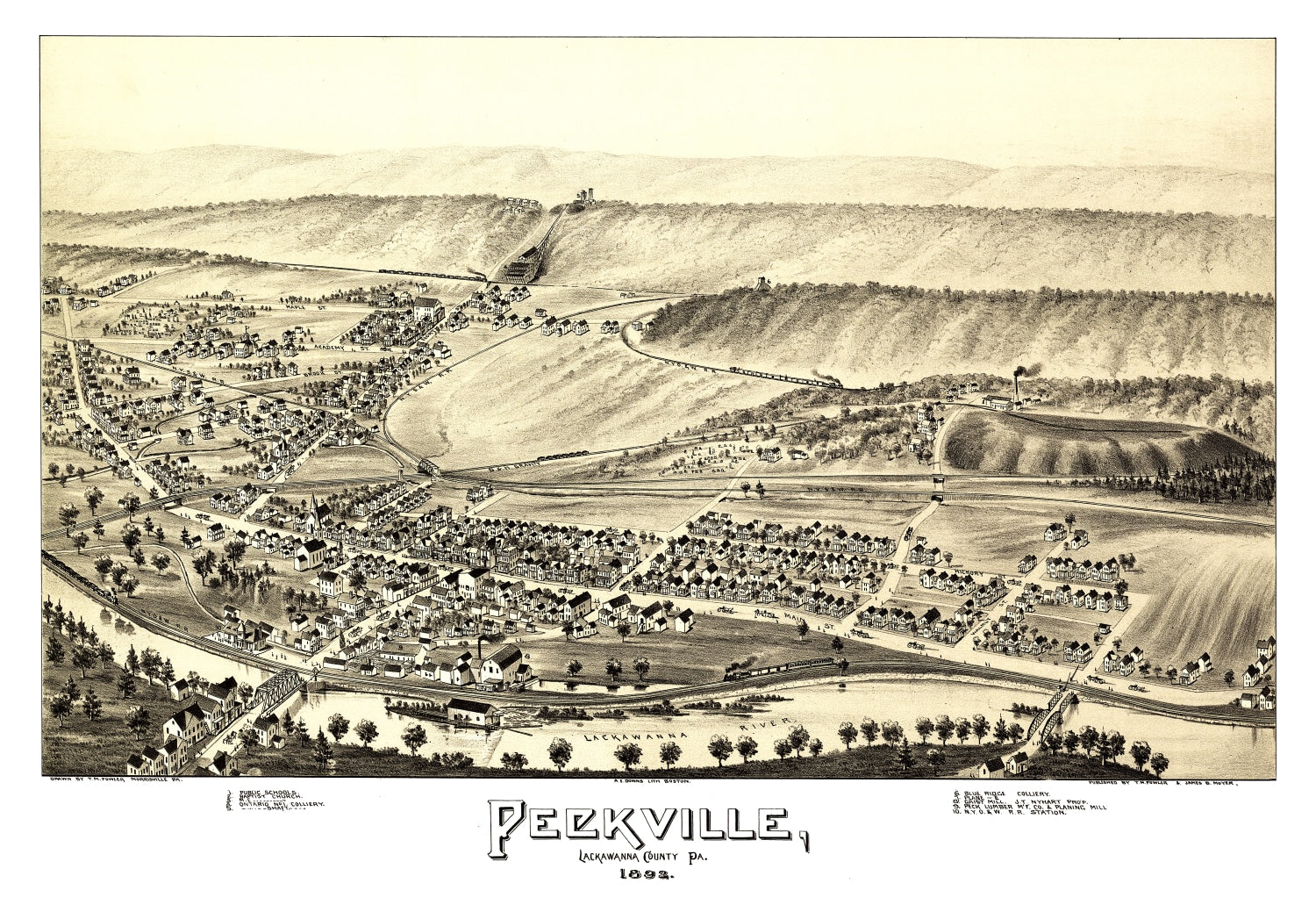 Vintage Map of Peckville, Pennsylvania 1892