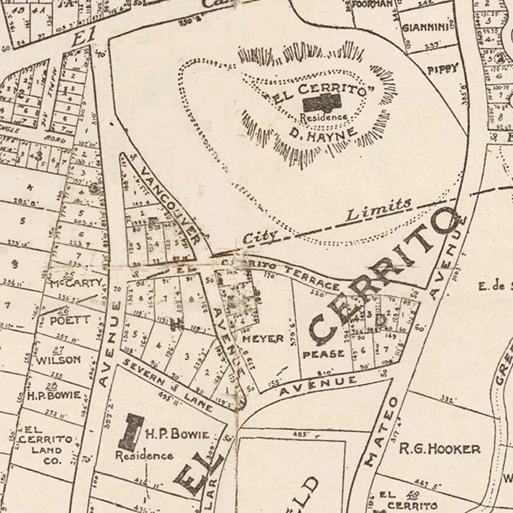 Vintage Map of San Mateo, California 1912