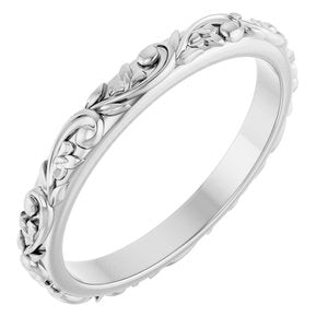 14K X1 White 2.5 mm Sculptural Band Size 7