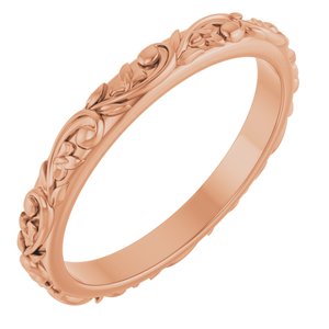 18K Rose 2.5 mm Sculptural Band Size 7