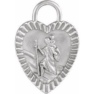 St. Christopher Heart Medal Necklace or Pendant