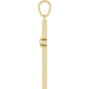 14K Yellow Gold 1/10 CT Natural Diamond Cross Pendant