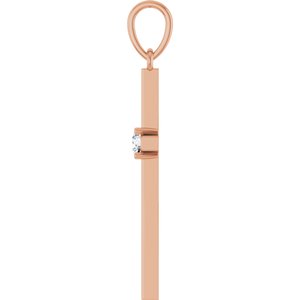 14K Rose Gold 1/10 CT Natural Diamond Cross Pendant