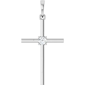 Platinum 1/10 CT Natural Diamond Cross Pendant
