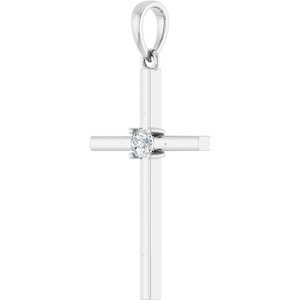 Sterling Silver 1/10 CT Natural Diamond Cross Pendant