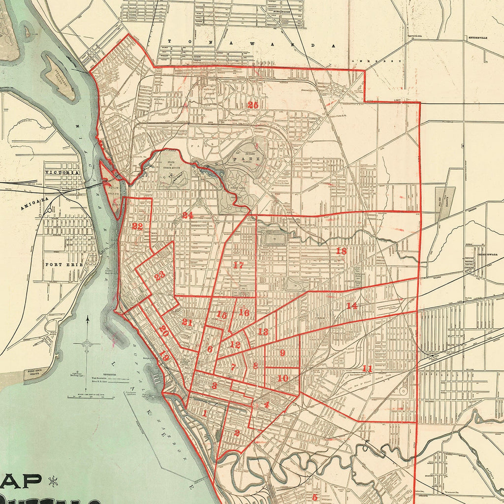 Vintage Map of Bufalo, New York 1891