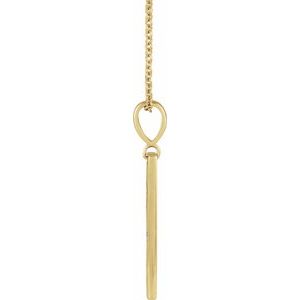 14K Yellow Gold .0075 CT Natural Diamond XO Bar 16-18" Necklace