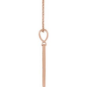 14K Rose Gold .0075 CT Natural Diamond XO Bar 16-18" Necklace