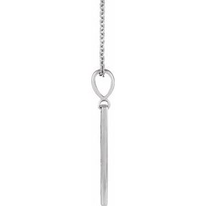 14K White Gold .0075 CT Natural Diamond XO Bar 16-18" Necklace