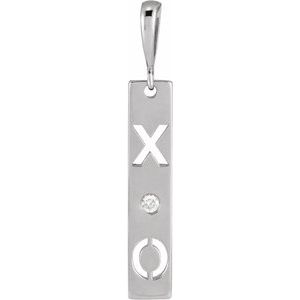 Platinum .0075 CT Natural Diamond XO Bar Pendant