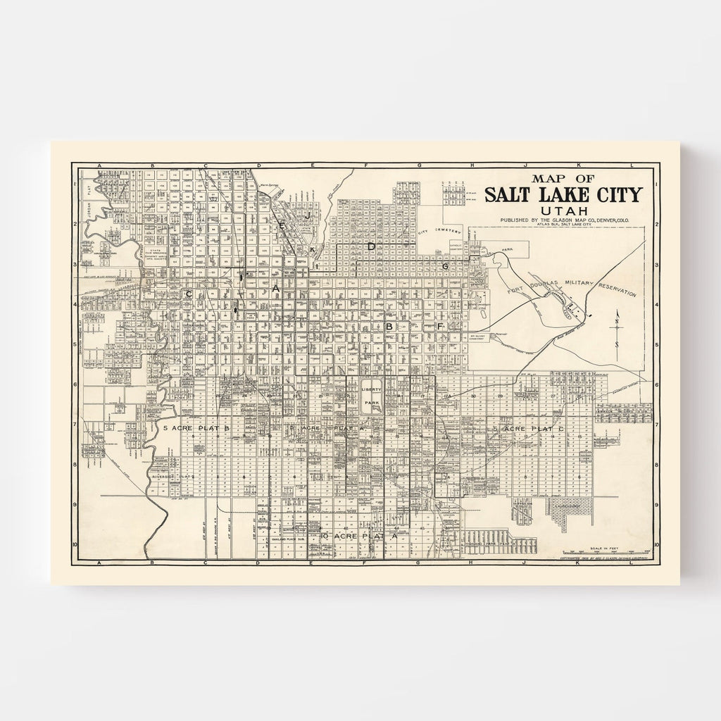 Vintage Map of Salt Lake City, Utah 1909