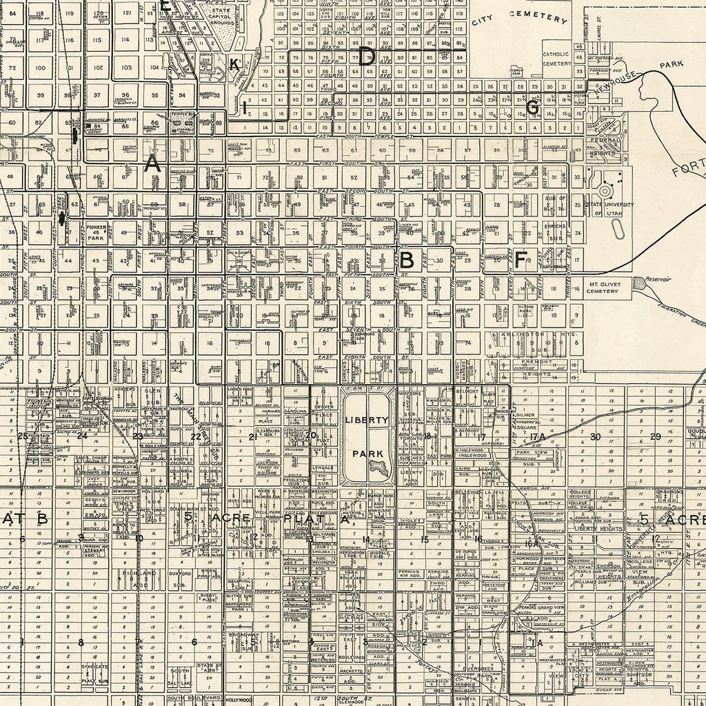 Vintage Map of Salt Lake City, Utah 1909