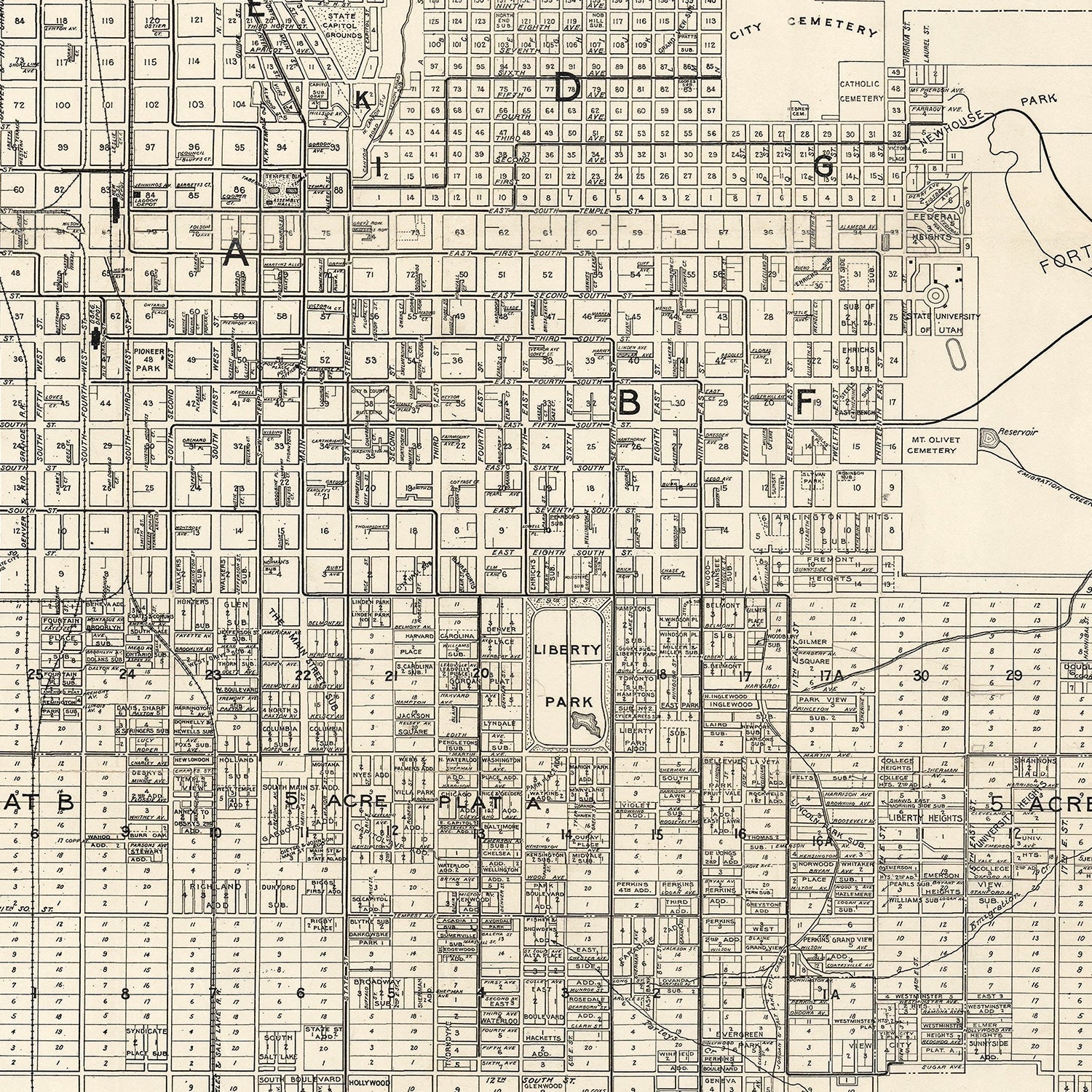 Vintage Map of Salt Lake City, Utah 1909