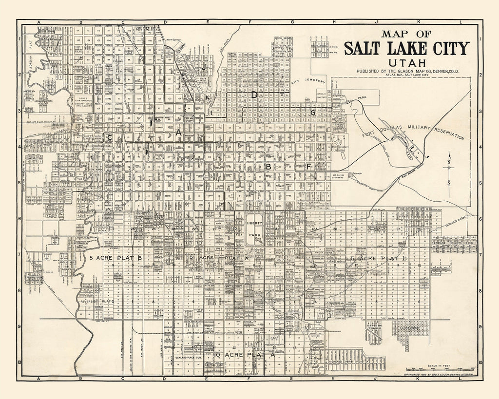Vintage Map of Salt Lake City, Utah 1909