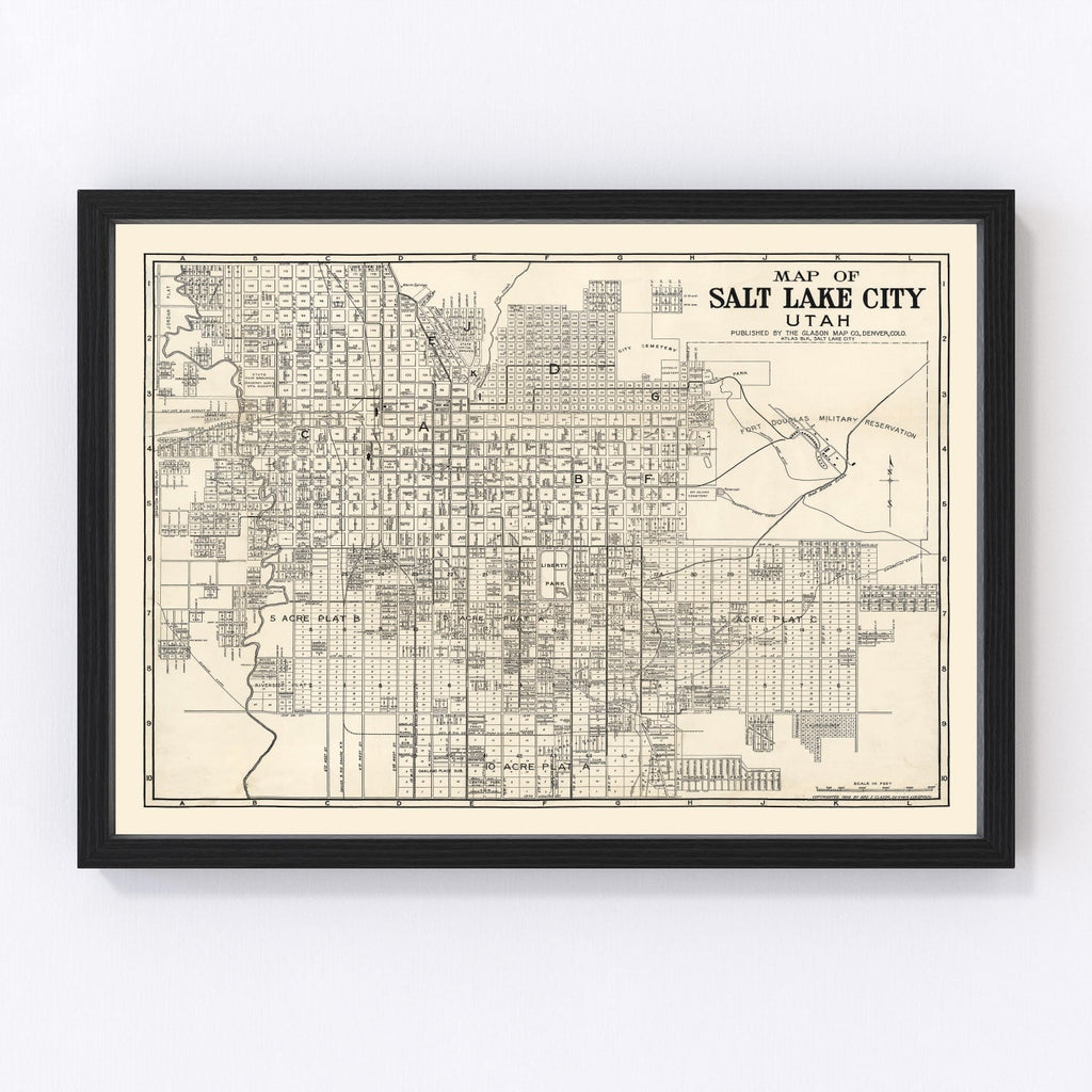 Vintage Map of Salt Lake City, Utah 1909