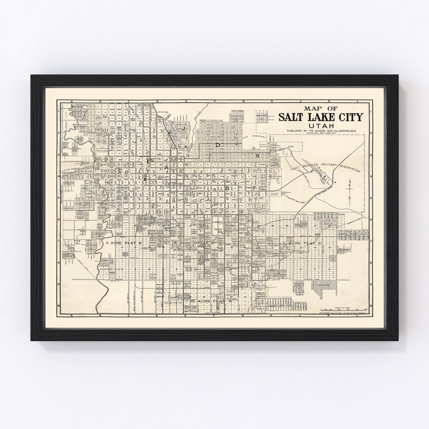 Vintage Map of Salt Lake City, Utah 1909