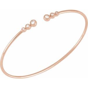 14K Rose Gold 1/4 CTW Natural Diamond Cuff 7" Bracelet