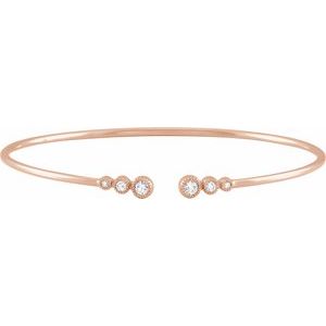 14K Rose Gold 1/4 CTW Natural Diamond Cuff 7" Bracelet