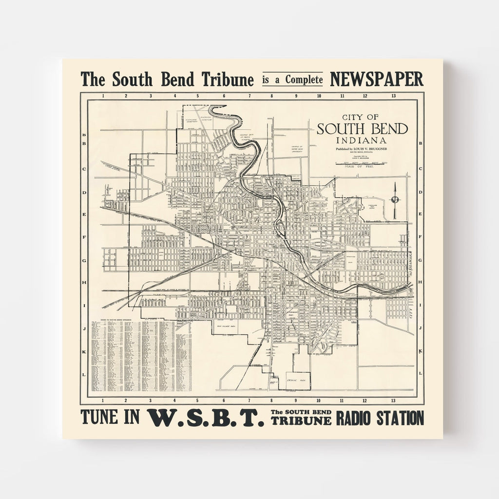 Vintage Map of South Bend, Indiana 1931